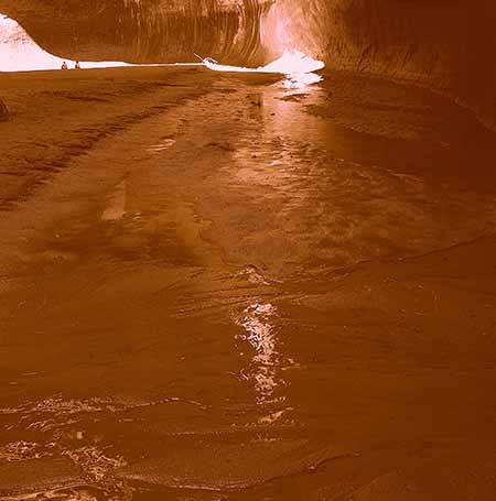 Cathedral in the Desert creek coming out with reflections