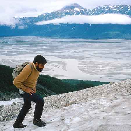 Taken on 5th Day on hike up left bank cleared by an avalanche that cleared the vegetation and then on to the snow field.