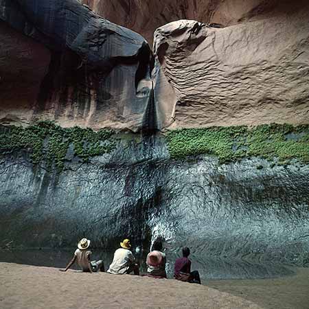 Cathedal in the Desert people watching water fall